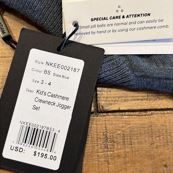 NAADAM Kid's Cashmere Crewneck Jogger Set - Slate Blue - Picture 6 of 8